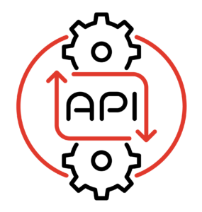 Illustration of gears connecting to the initials API